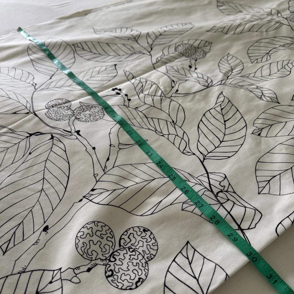 IKEA Maria Astrom 2004 Botanical Leaf Fabric Black White Cotton 59x120 Vintage